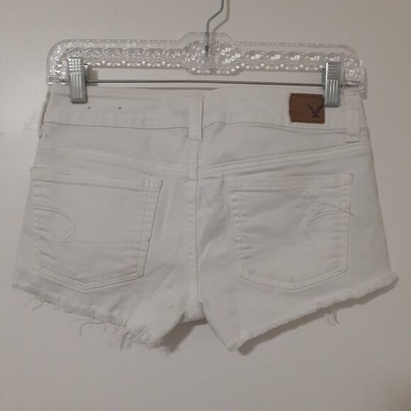 American Eagle Shortie Women's White Size 0 Stretch Denim Shorts - Picture 3 of 7